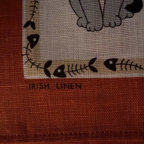 New Ulster Weavers Cats Galore Linen Tea Towel Set w/Fish Bone Decorative Border - Picture 10 of 11